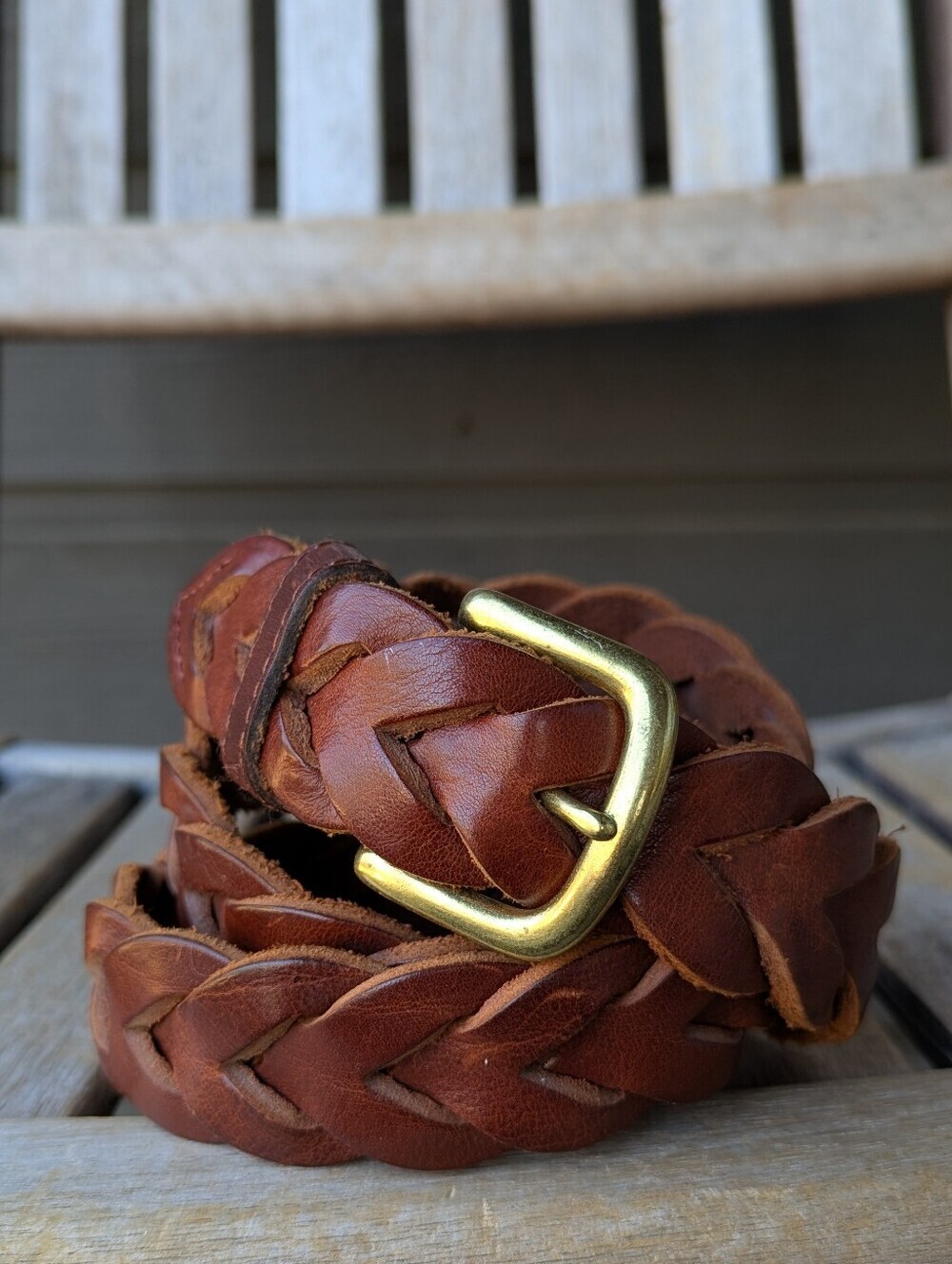 Eddie Bauer Brown Leather Braided Belt Size 38